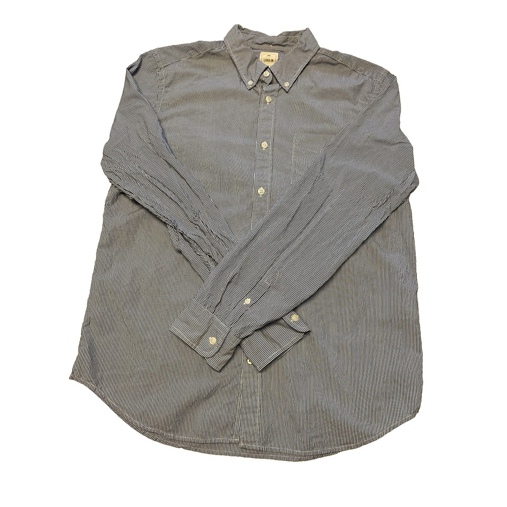 Gap Standard Fit Men's Large Cotton Blue Striped L/S Button Down Shirt